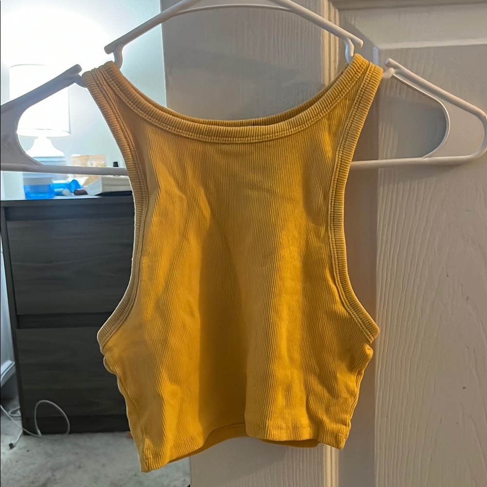 Yellow Ribbed Tank Top